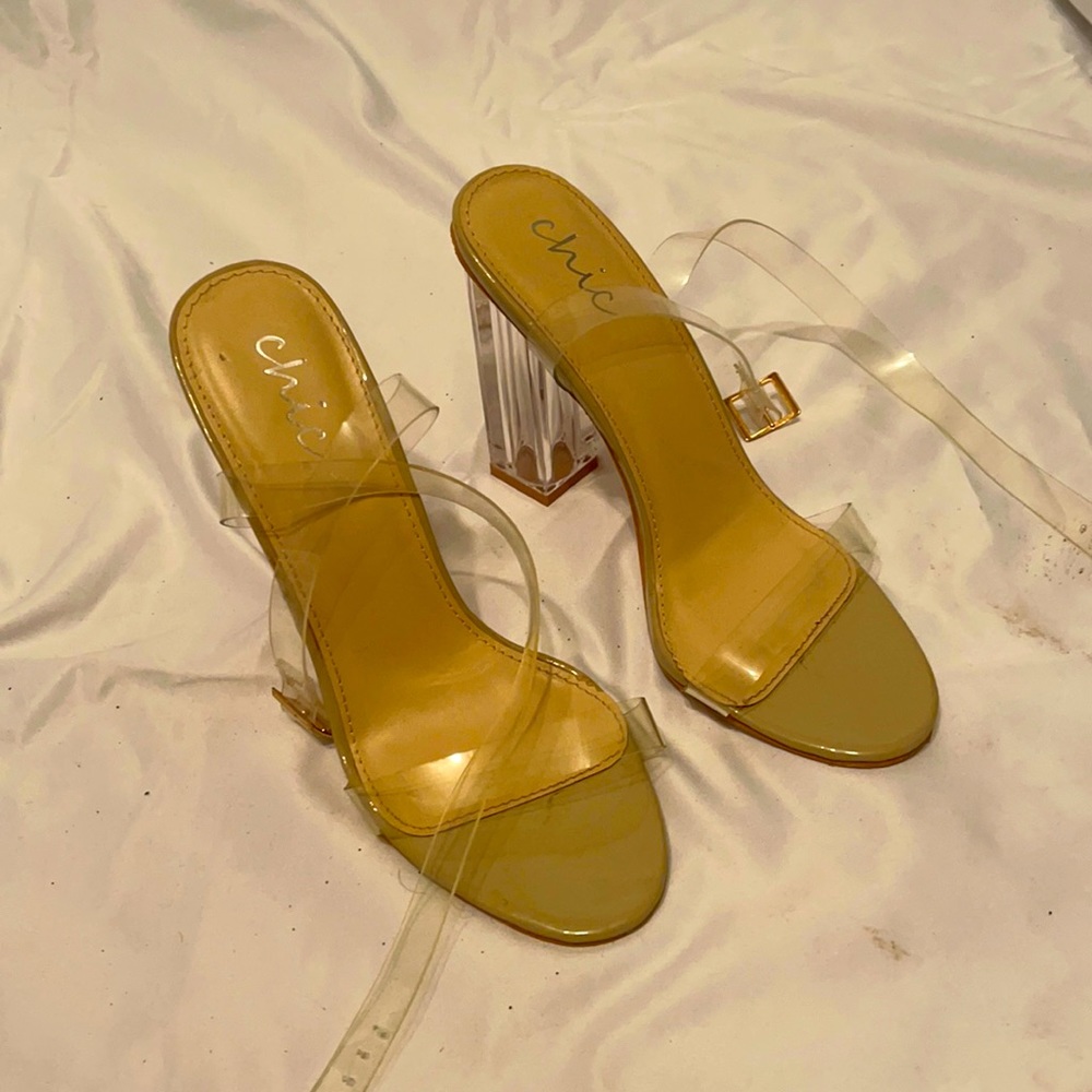 Clear heel tie around heels